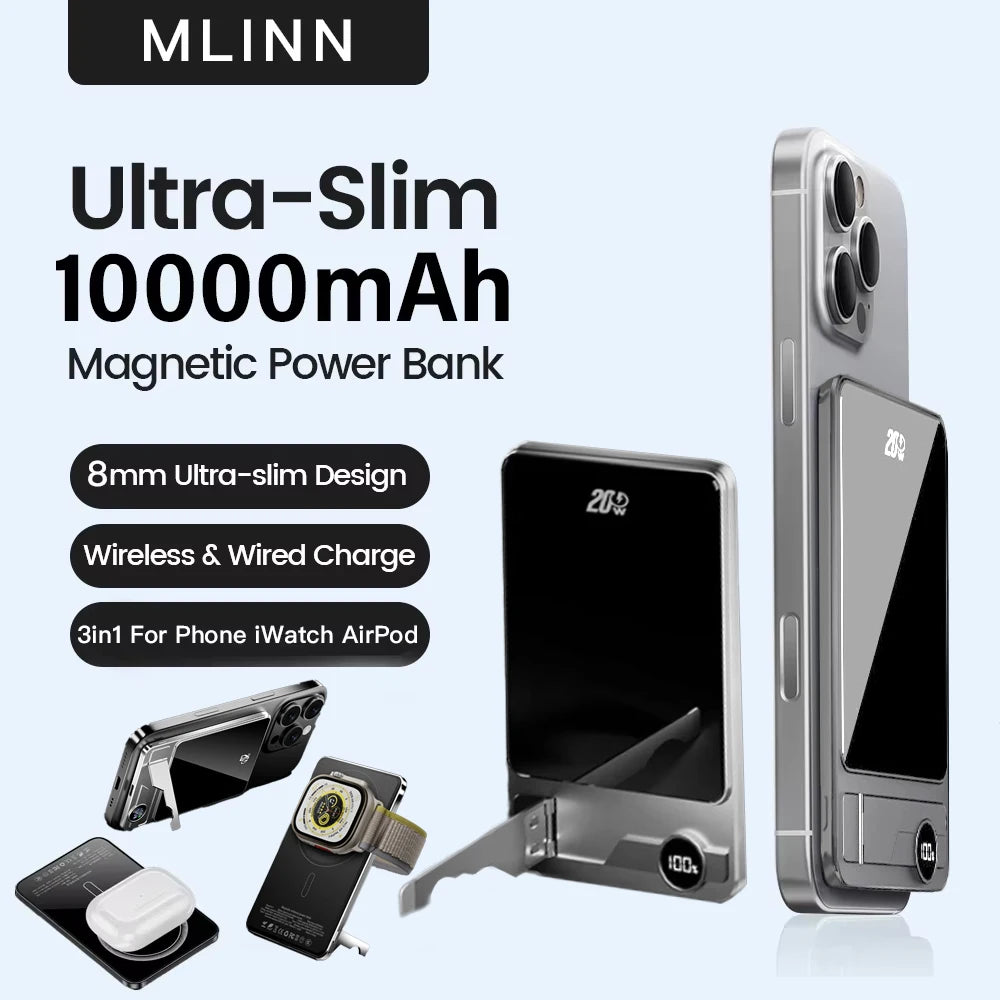 10000mAh Ultra Slim Power Bank for MagSafe,Magnetic Wireless 20W Fast Charging Portable Battery For iPhone Samsung Xiaomi iWatch