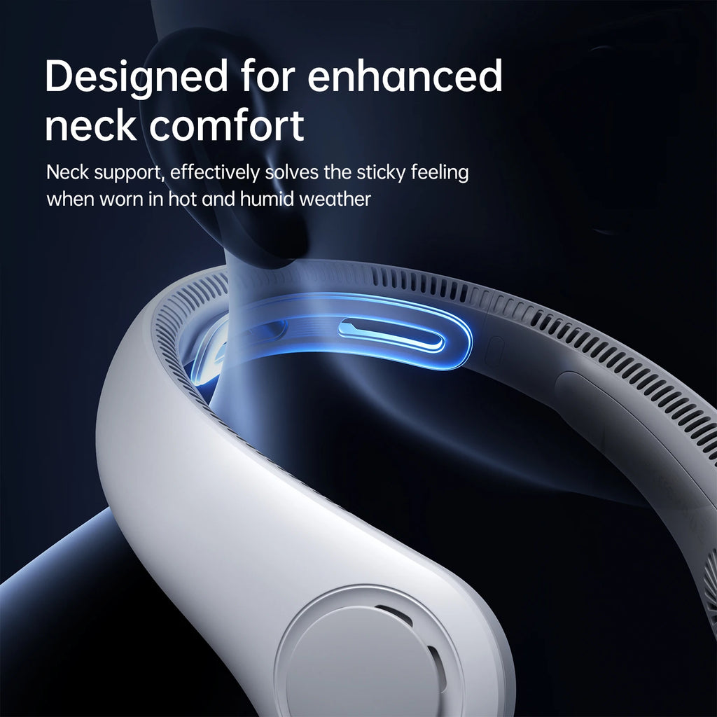 JISULIFE Portable Neck Fan Upgraded, 5000mAh Battery, Necksupport, 5 Speeds Gears Adjustment, Outdoor Wearable Hands-Free Fan