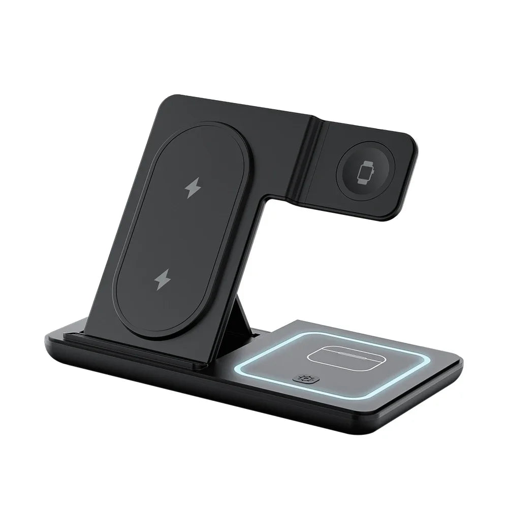 3 in 1 Wireless Charger Desk Stand For Samsung S24 S23 Galaxy Watch 2-8 Active 1 2 Buds Pro  Earphones LED Fast Charging Station